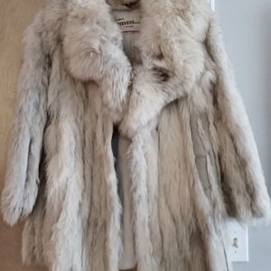 Fox Fur Coat w/ Fox Fur Tuxedo Collar, Sz L